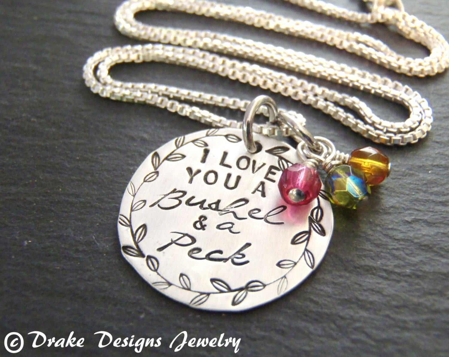 Sterling silver I love you a bushel and a peck necklace