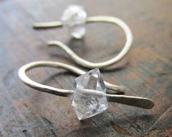 Imagine . Herkimer Diamond earrings . Sterling Silver earrings . Metalwork earrings . Herkimer jewelry . Minimalist jewelry . Boho . Modern