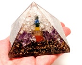 Cyber Sale! Save ten dollars! ORGONE POWERHOUSE Chakra Pyramid W/ Double Terminated Chakra Point 69.85mm