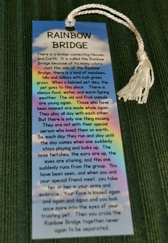 Rainbow Bridge Poem Bookmark with tassel by SimplicityInWood