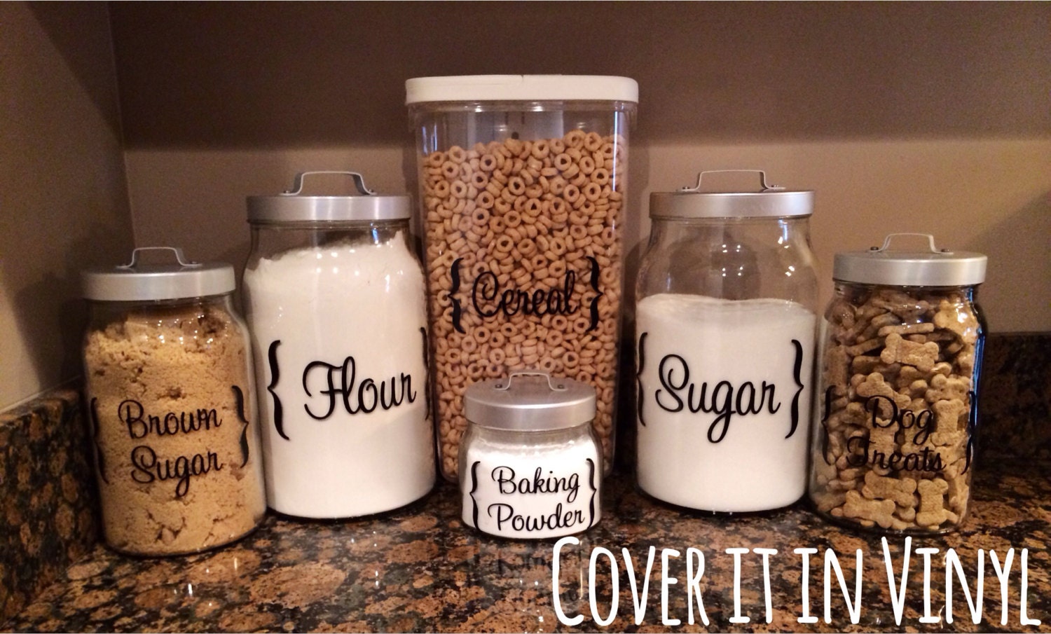 Canister Labels Customizable set of 4 by CoverItInVinyl on Etsy