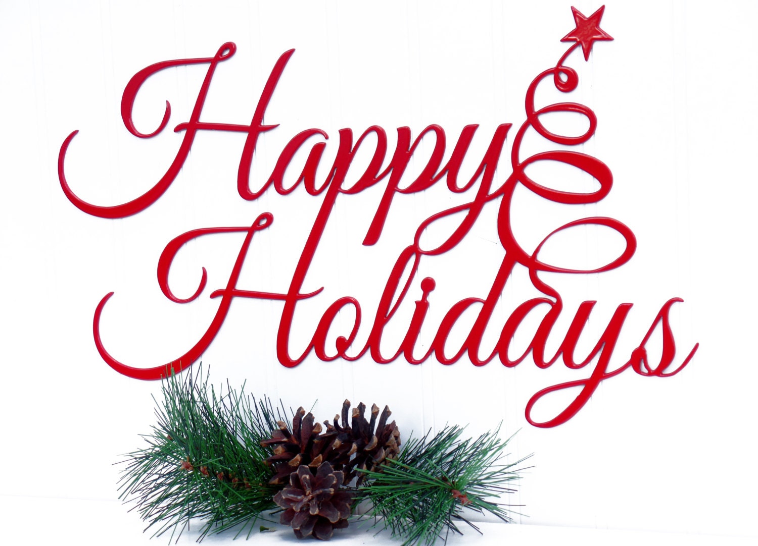 Happy Holidays Christmas Metal Sign Red 16 5x9 5 Metal