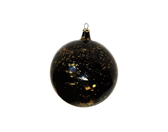 vintage black gold holiday glass globe ornament italy vintage black gold holiday glass globe ornament italy