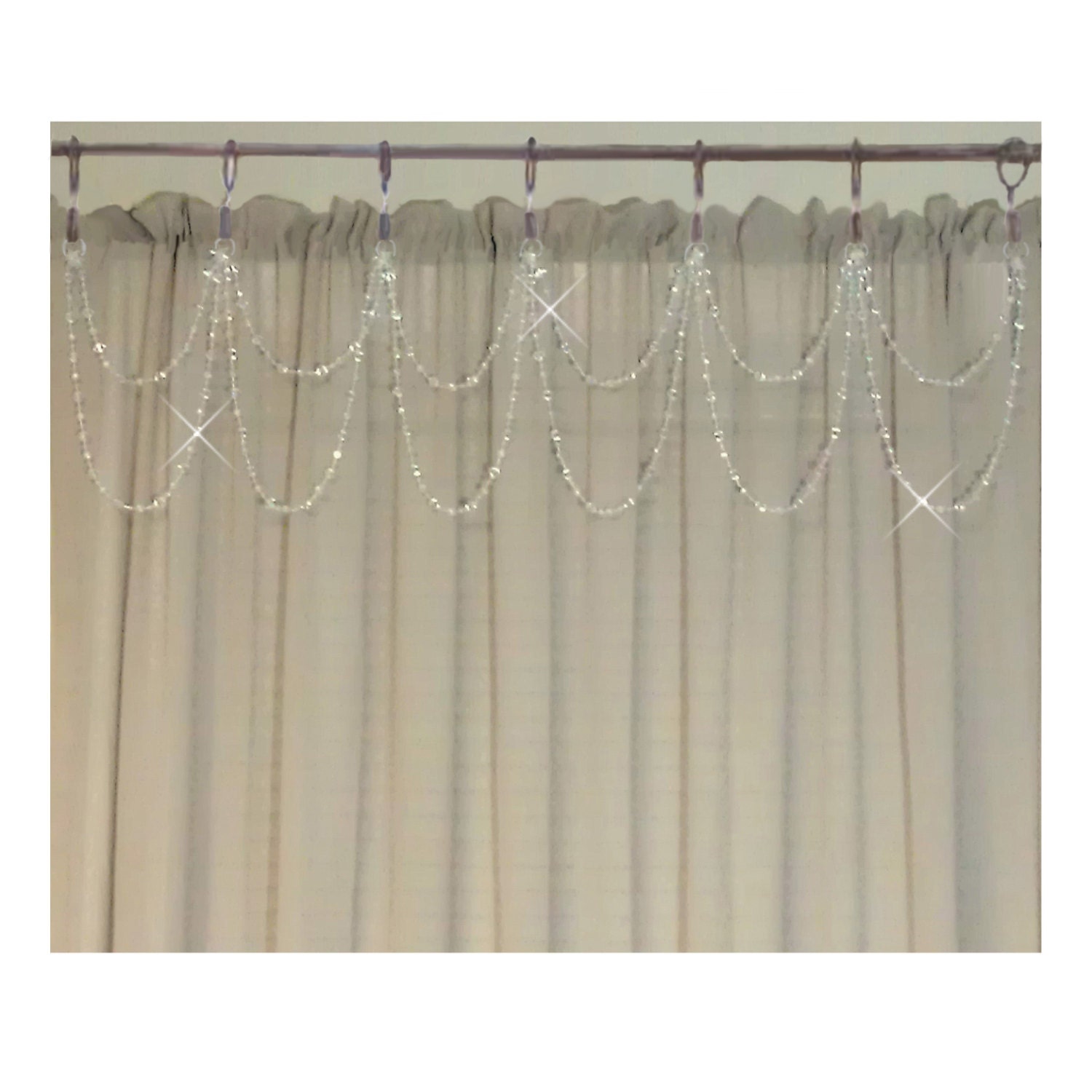 Cafe Curtain Drapery Bling... Double Swag.... 7 Star