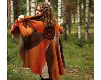 Knitted oversized Sweaters for Women, designer wool sweater original creative coat, long sleeve. Multiwear trendy cape