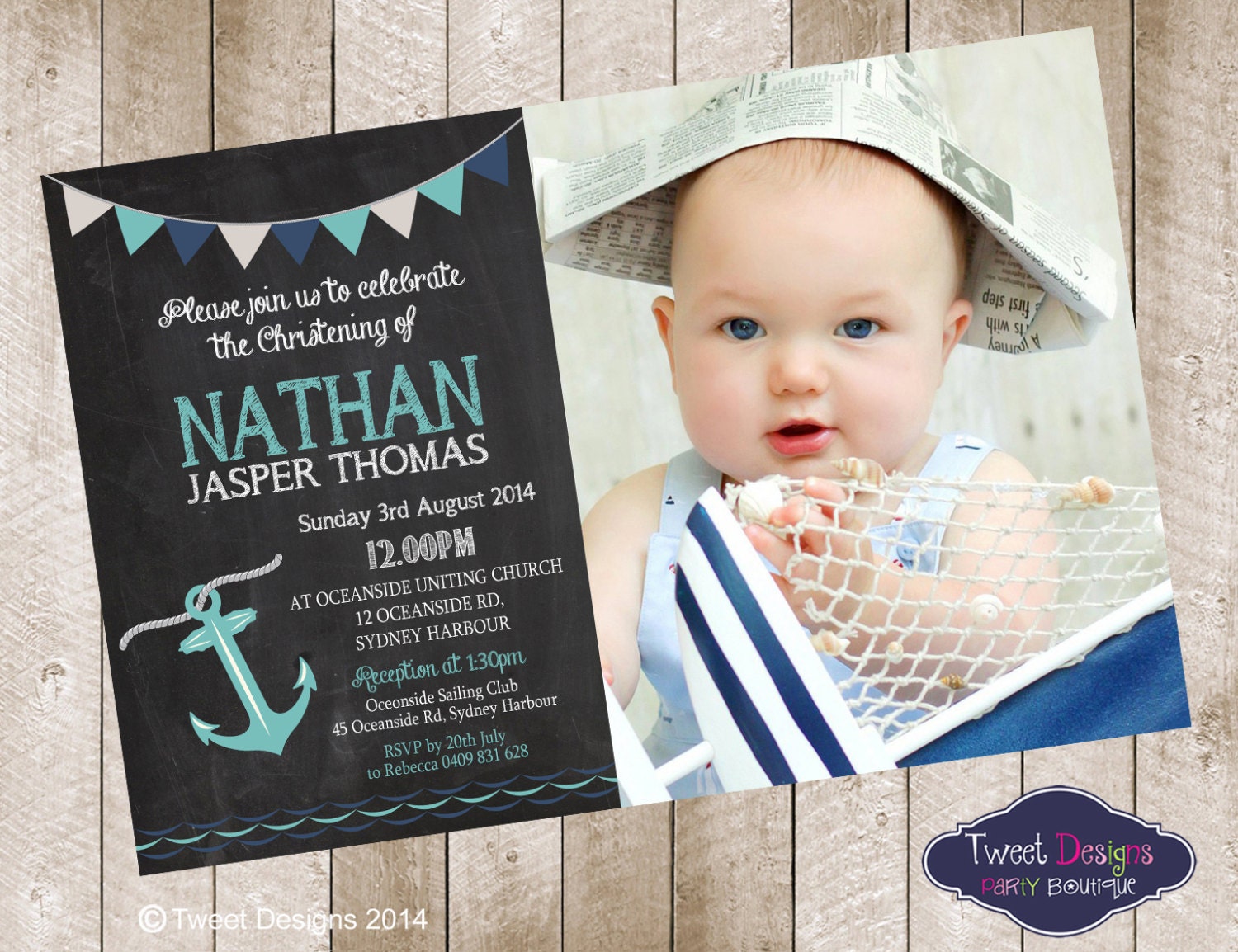 Nautical Themed Baptism Invitations 5