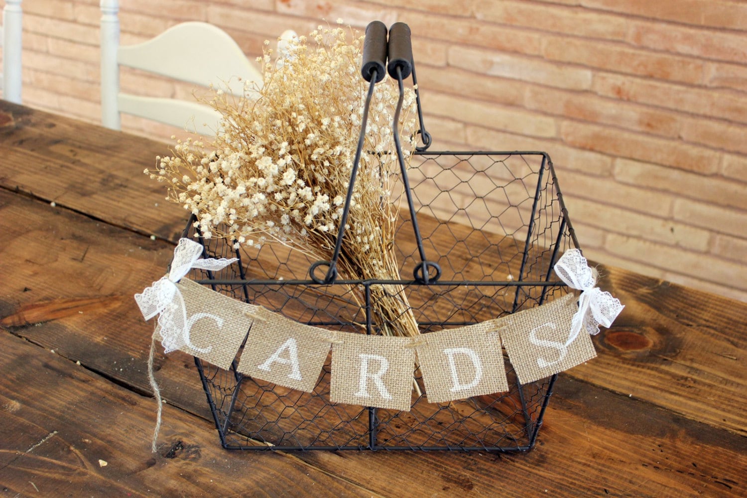 rustic wedding basket . cards wire basket . country by MontanaSnow