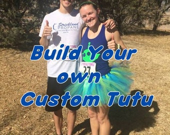 Build Your Own Custom Tutu. Select up to 4 colors. (9 inch tutu)Running Tutu/Race Costume/Halloween/Christmas Run/Turkey Trot/Cosplay