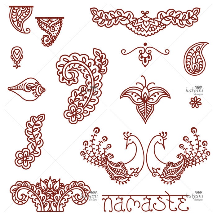  Mehndi  Ornaments peacock paisley floral namaste
