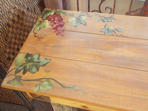 WOOD ART TABLE Kitchen Table Hand Painted Artwork