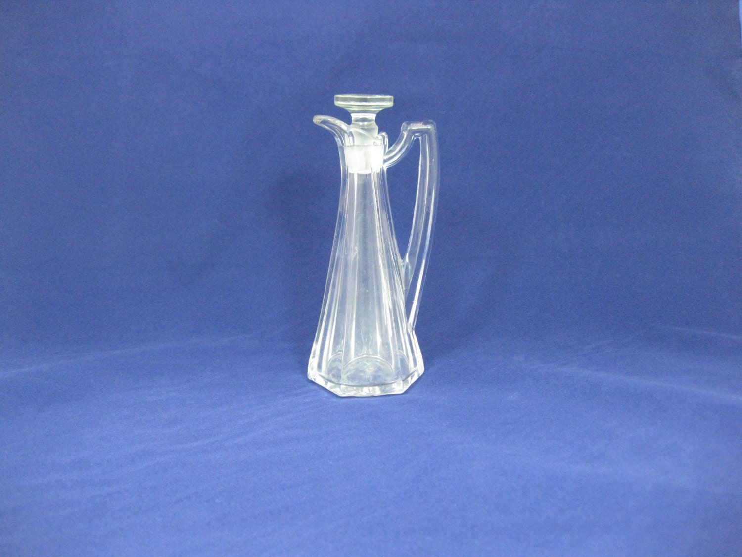 Glass Cruet, Six Sided Glass Crystal Cruet Haute Juice
