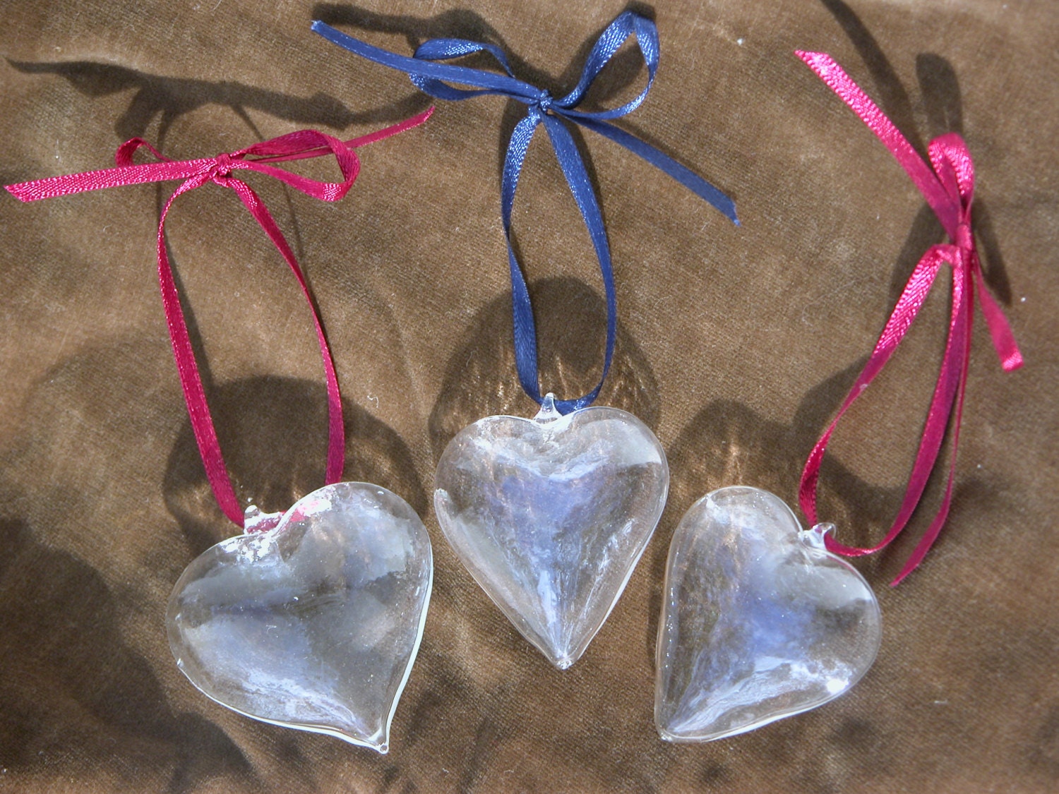 Vintage Blown Glass Heart Ornaments