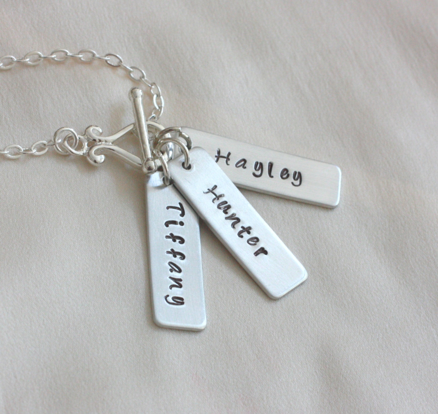 Name Tag Toggle Clasp Necklace Personalized by CrossEarth on Etsy