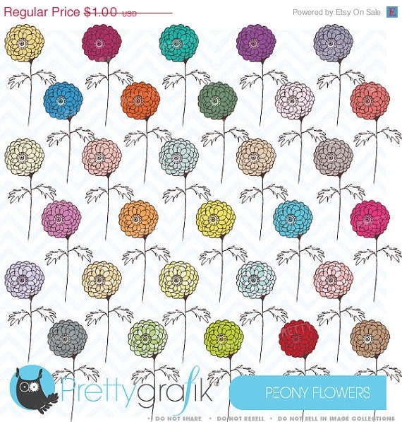 40% OFF SALE 30 flower peony clipart commercial use, vector graphics, digital clip art, digital images - CL467 Il_570xn