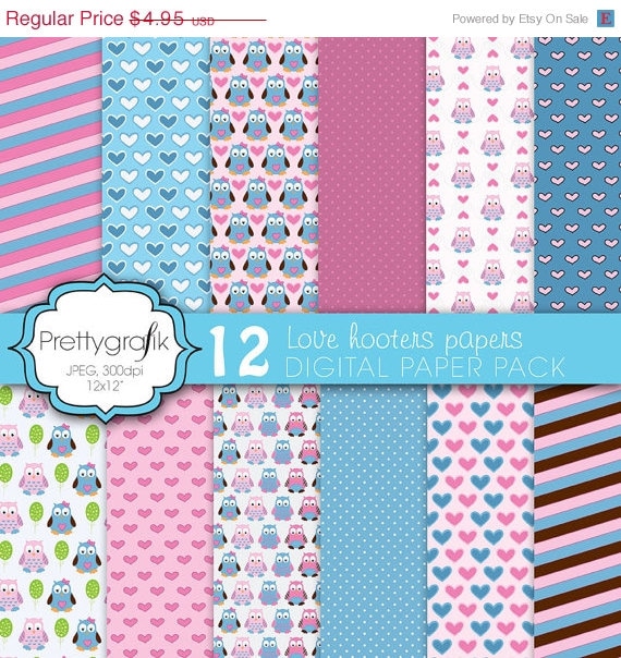 40% OFF SALE love owls digital paper, commercial use, scrapbook papers, background - PS586 Il_570xn