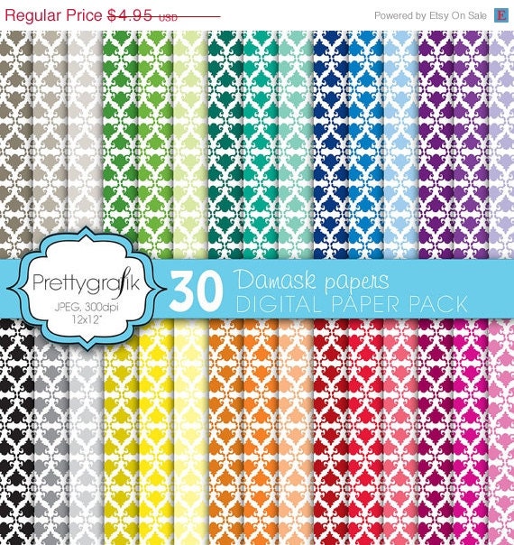 60% OFF SALE damask digital paper, commercial use, scrapbook papers, background - PS567 Il_570xn