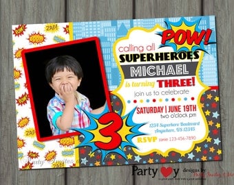 Superhero Birthday Invitation, Comic Birthday Invitation, Superheroes Invitation, Superhero Invitation, Superhero Birthday Party