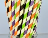 Halloween Straws, 50 HALLOWEEN Orange, Purple, lime, Black Paper Straws, Halloween Party, Trick or Treat, and Fall Carnival, Diy Flags Il_170x135