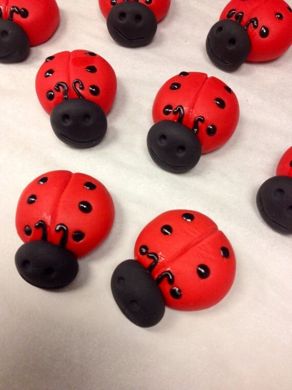 Fondant Ladybug Cupcake Toppers Cake Decorations