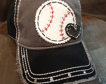Baseball love distressed baseball hat