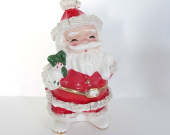 Vintage Christmas, 1950's Napco Ceramic Santa Planter, Spaghetti Trim ...