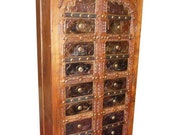 INDIAN Armoire Antique, Mehrab iron brass cladded arched Doors ecelectic bohemian interiors