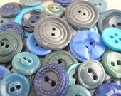 Vintage Buttons, Mixed Blue Button Lot Old Button Lot