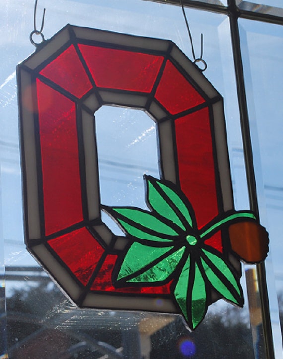 Stained glass Ohio State Buckeye sun catcher\/