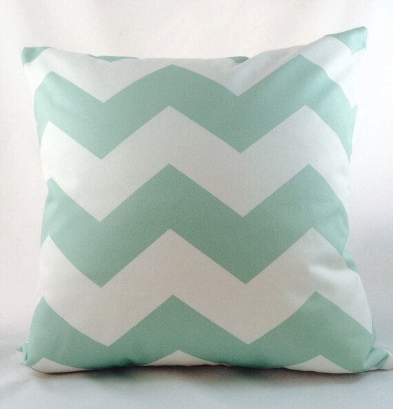 Items similar to Mint green and white chevron pillow slipcover on Etsy
