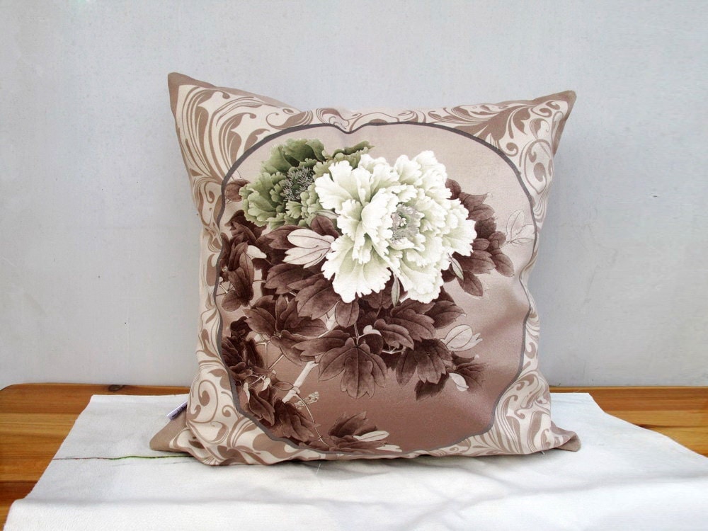 Decorative Velvet Pillow Cushion Cover Peony Double Sides