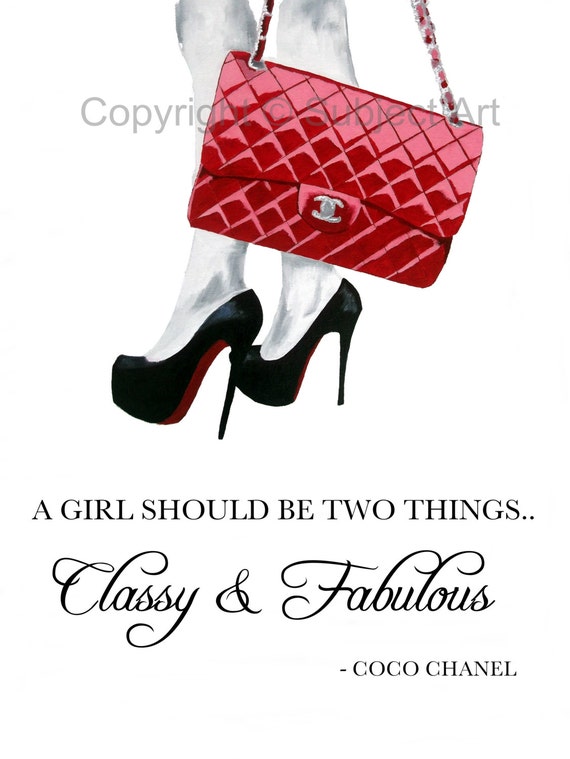 Chanel Red Bag Christian Louboutin Black Shoes Art by SubjectArt