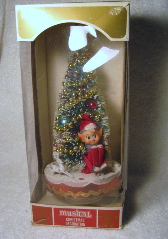 Vintage Christmas Knee Hugger Pixie Elf Santa Claus Bottle