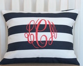 Monogrammed Pillow Decorative Throw Pillow Cover Stripes Personalized Home Decor 12 x 16 Baby Gift Dorm Decor Monogrammed Pillow Decorative Throw Pillow Cover Stripes Personalized Home Decor 12 x 16 Baby Gift Dorm Decor