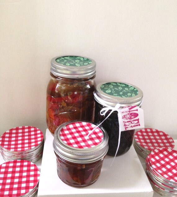 Christmas Canning Jar Lids green Mason Jar Holly favor
