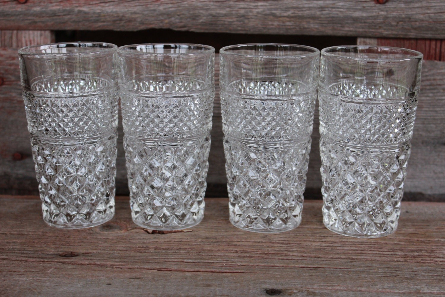 4 Vintage Wexford tall flat ice tea glasses by 1350Northvintage