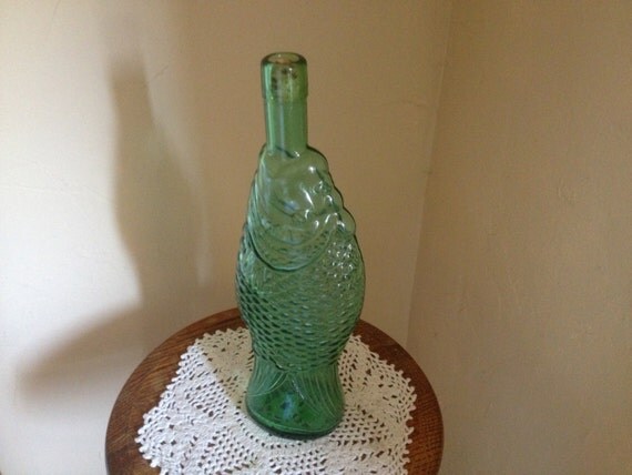 Download Vintage Green Glass Fish Wine Bottle tall 13 1/2 Yellowimages Mockups
