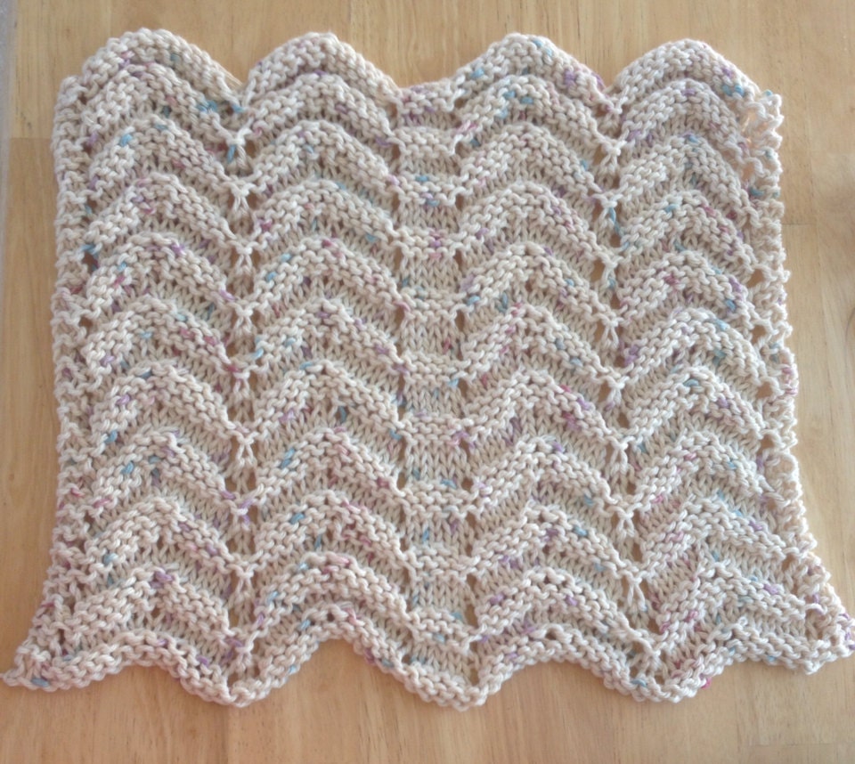 Hand knit feather and fan stitch dishcloths/washcloths in