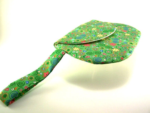 Clutch Purse with Wrist Strap Bright Green by TrampLeeDesigns