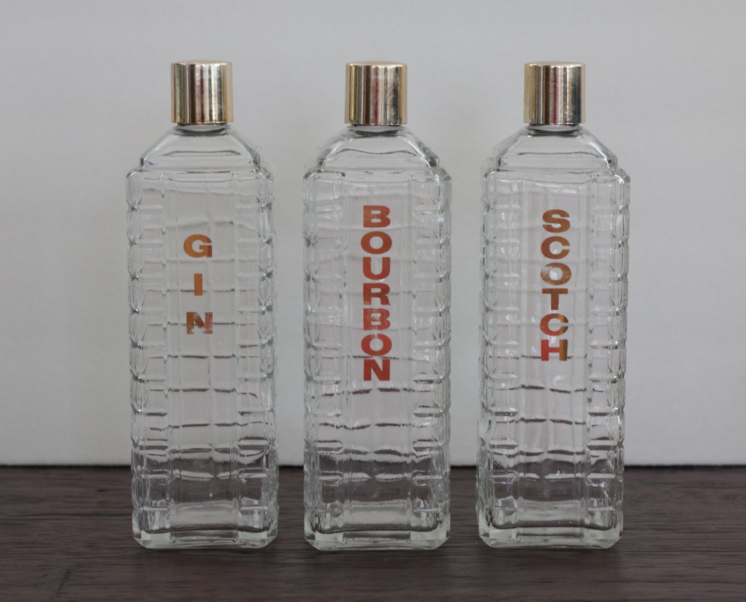 Vintage Karoff Liquor Decanters Set of 3 Gin Scotch Bourbon