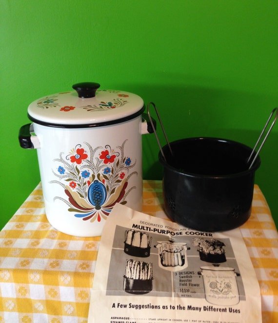 Vintage Enamel Steamer Pot