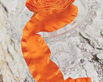 ON SALE Orange Ribbon - Orange Double Ruffle Ribbon - 1.5 Inch Satin ...