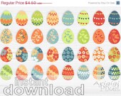 ON SALE 50 % OFF Easter eggs clip art set, spring holiday clipart, colorful, patterned, small business use, digital elements, instant digit Il_170x135