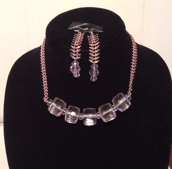 Women's Rose Color Crystal Chain Necklace