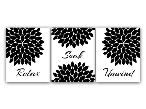 Black and white damask design set of four 11x14 art prints soak relax unwind enjoy bathroom decor matches damask bathroom curtains u0026 decor Black and white damask design set of four 11x14 art prints soak relax unwind enjoy bathroom decor matches damask bathroom curtains u0026 decor