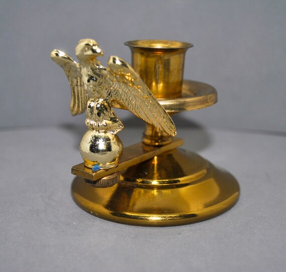 Vintage Brass Candle Holder With Eagle by HarpersFerryGypsyMkt