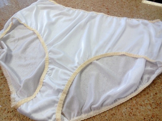 Vintage Plus Size 13 Panties White Satin Nylon by LaFlirtBoutique