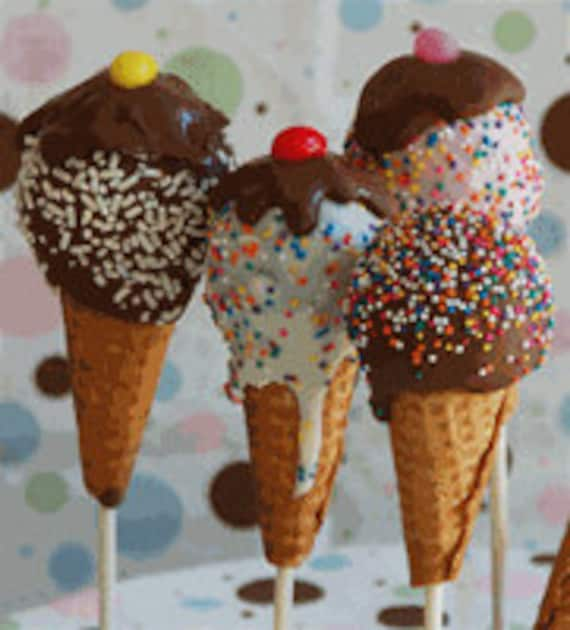 One Dozen Ice Cream Cone Carnival Theme Cake Pops