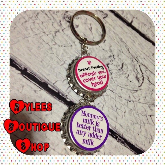 Items similar to Breast Feeding Support Bottle cap key chains! on Etsy