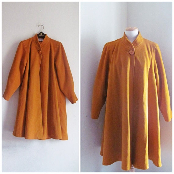 Big Band Mustard Yellow Swing Coat // 1990s I. Magnin Swing Coat