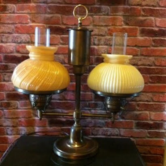 Double Arm Hurricane Table Lamp by VintageOnTheEdge on Etsy